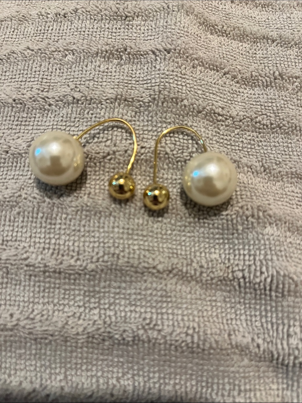 Signed Christian Dior “Sold Out” Gold and Pearl Hook Drop Earrings -
